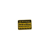Metal Enamel Brooches 3m Sticker Private Property Warning Sign Charms