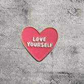 Metal Enamel Brooches 3m Sticker Fashion Jewelry Design Heart “Love Yourself”