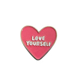 Metal Enamel Brooches 3m Sticker Fashion Jewelry Design Heart “Love Yourself”