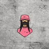 Metal Enamel Brooches 3m Sticker Fashion Jewelry Design Girl in Pink Hoodie