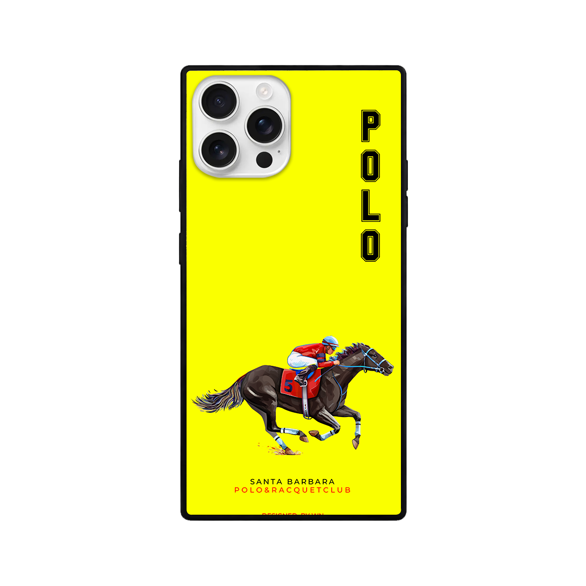 Neon Yellow Horse Racing Polo Square Glass iPhone Case