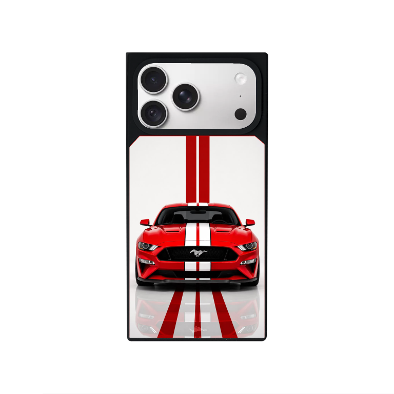Red Mustang Customized Square Glass for Iphone Models