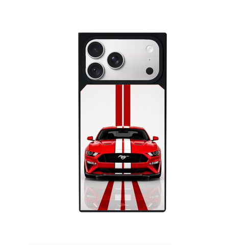 Red Mustang Customized Square Glass for Iphone Models