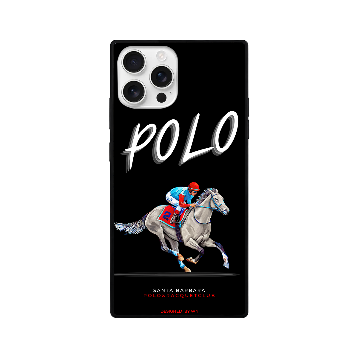 Black Polo Horse Racing Square Glass iPhone Case