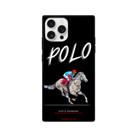 Black Polo Horse Racing Square Glass iPhone Case