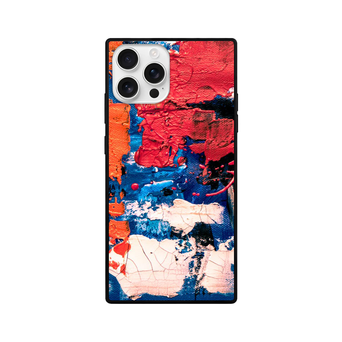 Red Blue Abstract Art Square Glass iPhone Case