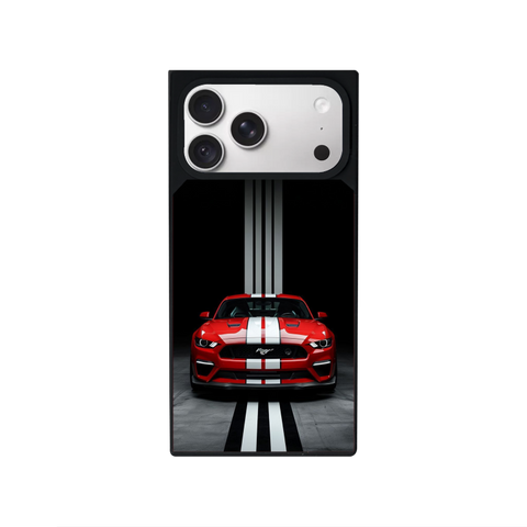 Black Mustang Customized Square Glass for Iphone Models