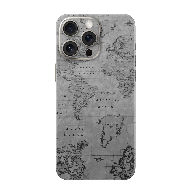 Old World Map Transparent Printed Skin