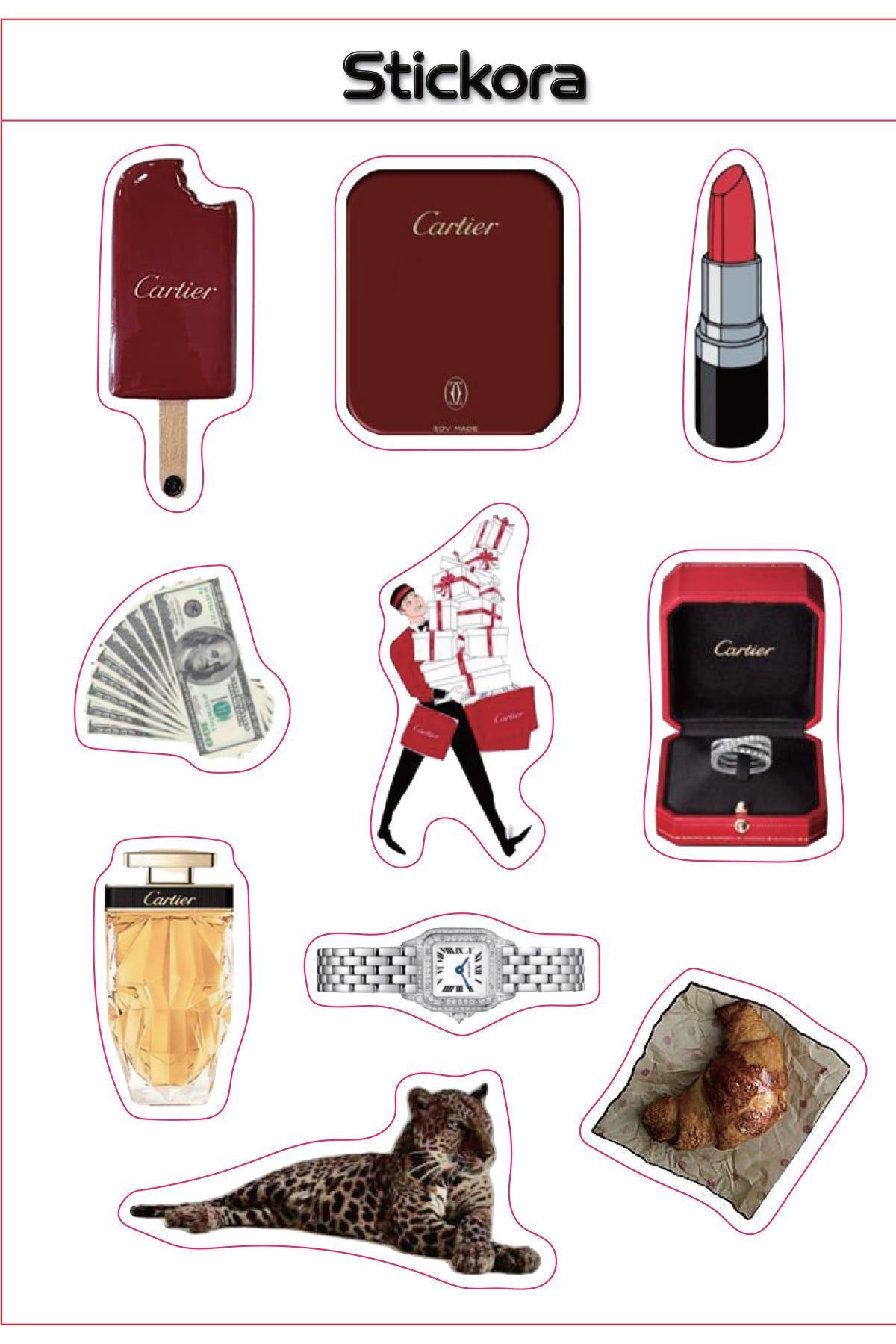 Cartier Luxe 3D Puff Sticker Pack for Phone, Laptop & Accessories