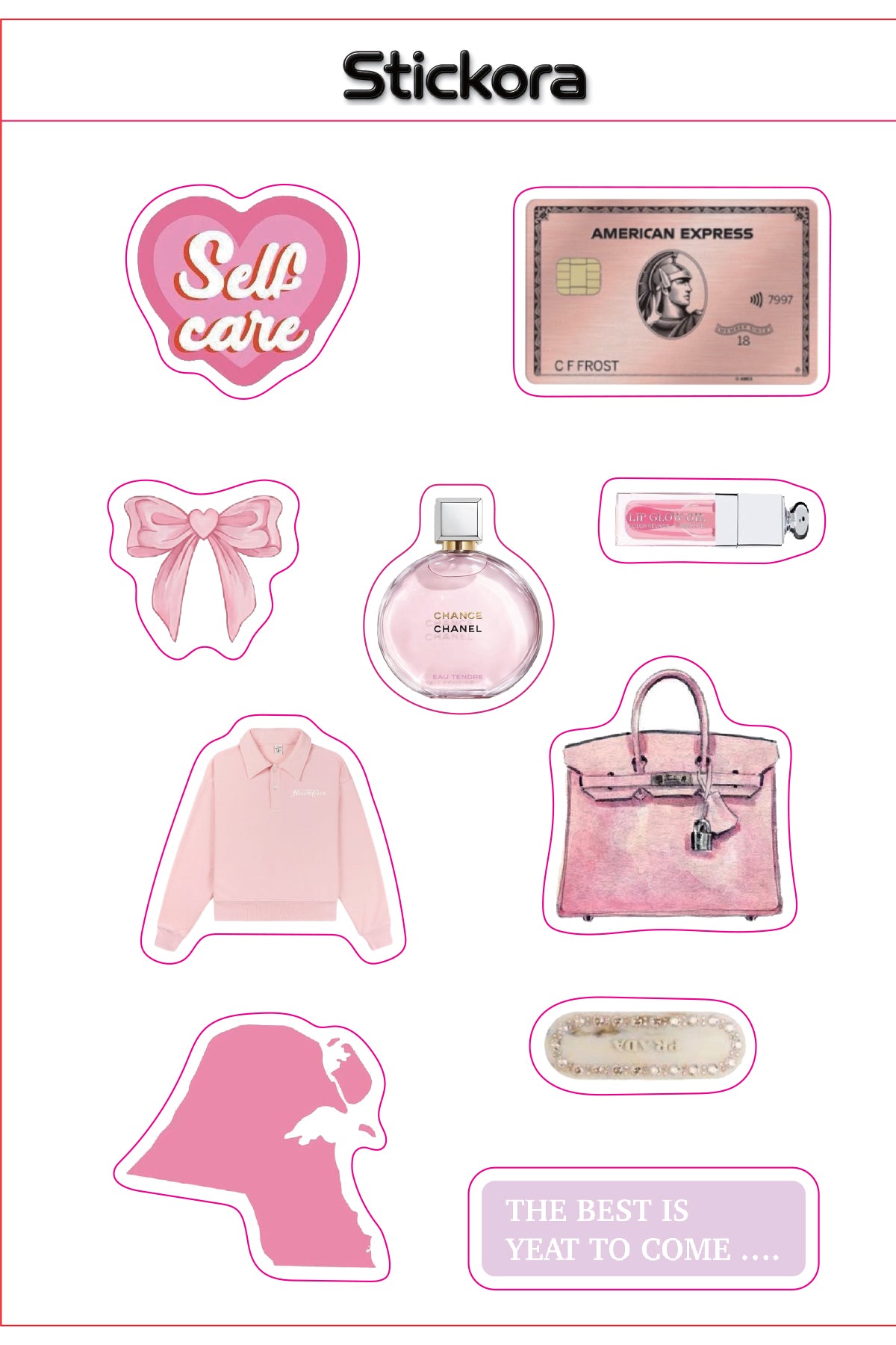 Pink Luxe 3D Puff Sticker Pack for Phone, Laptop & Accessories