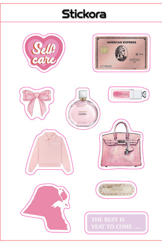 Pink Luxe 3D Puff Sticker Pack for Phone, Laptop & Accessories