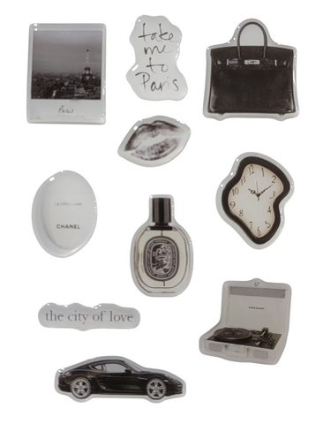 Paris Noir 3D Puff Sticker Pack for Phone, Laptop & Accessories