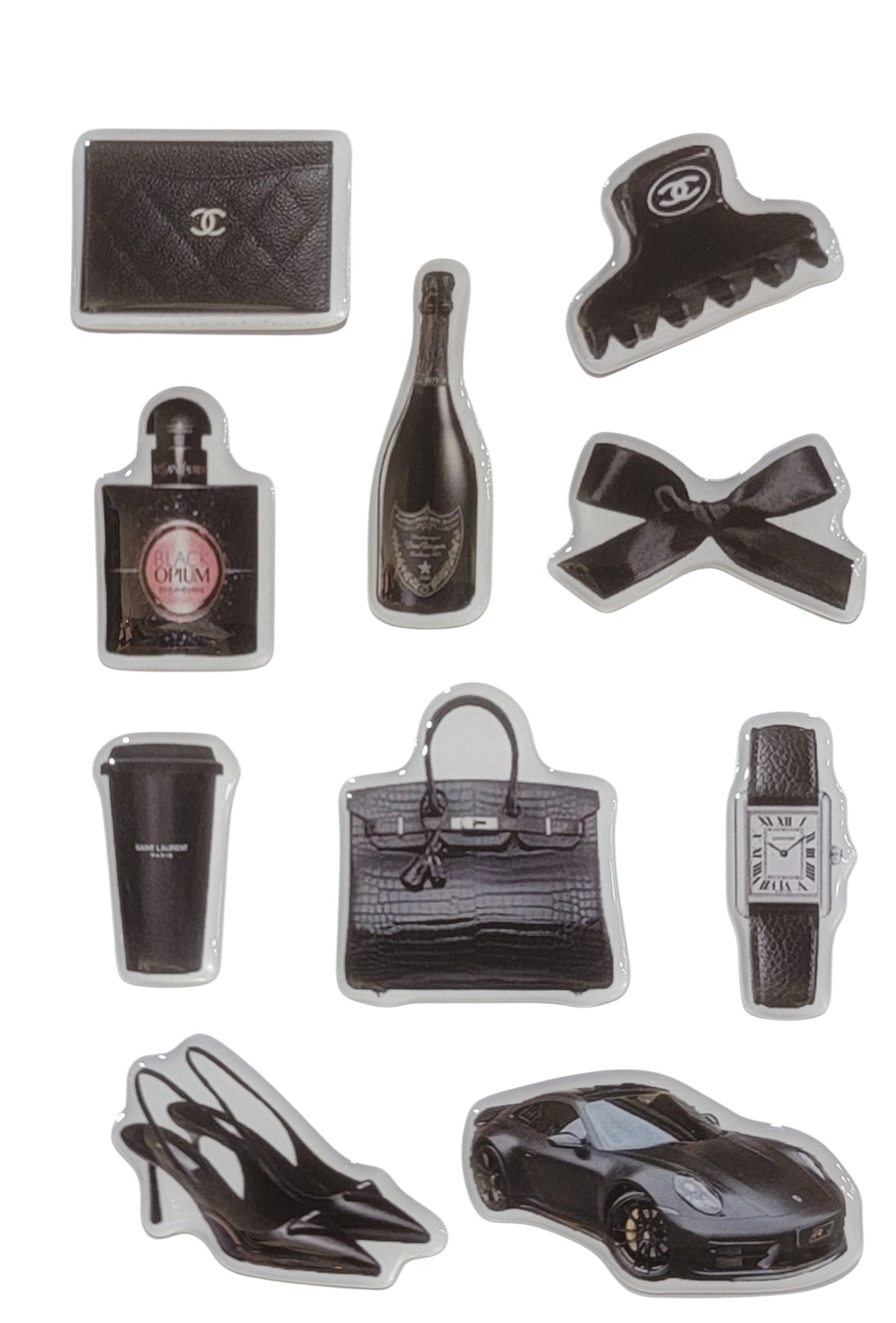 Noir Chic 3D Puff Sticker Pack for Phone, Laptop & Accessories