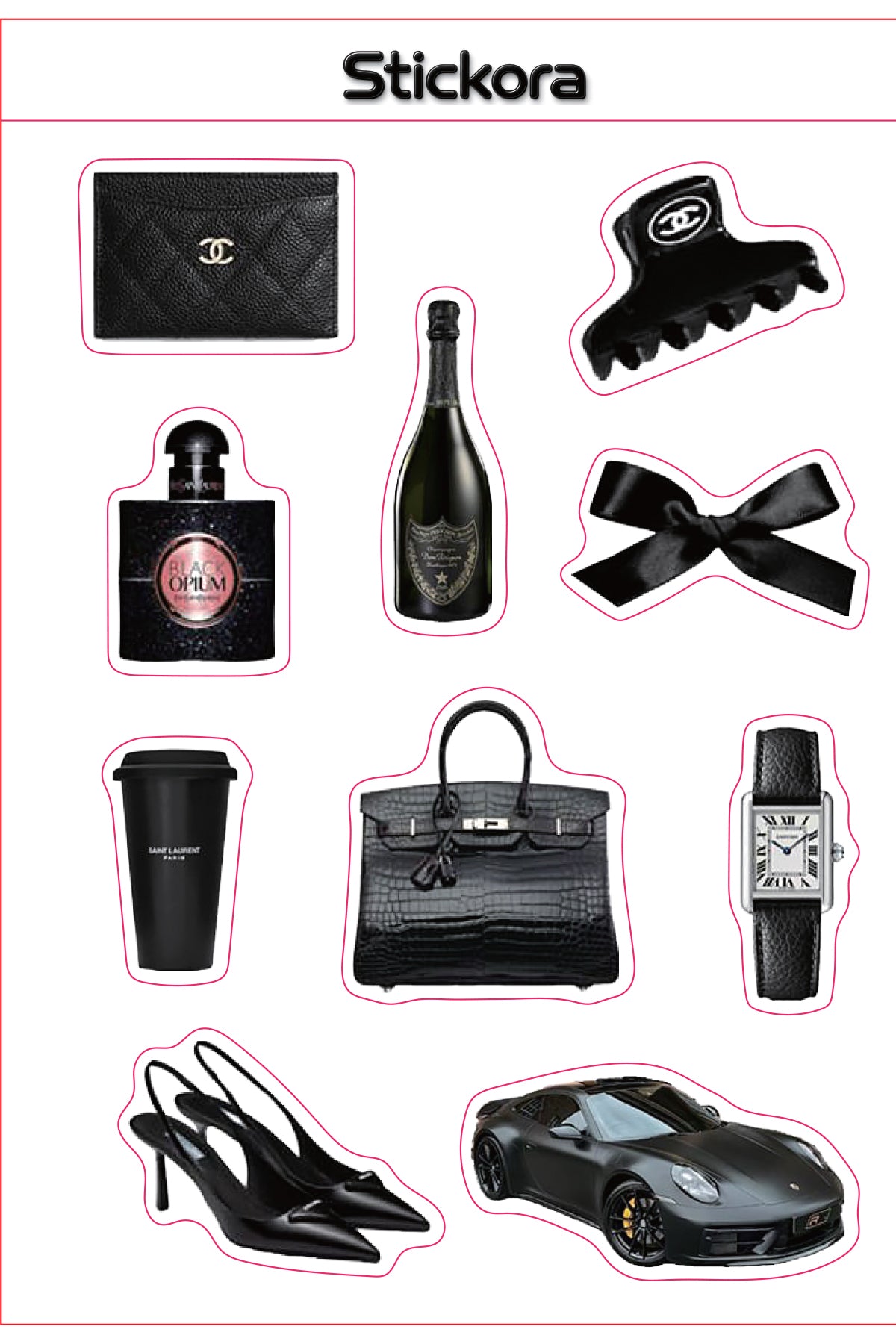 Noir Chic 3D Puff Sticker Pack for Phone, Laptop & Accessories