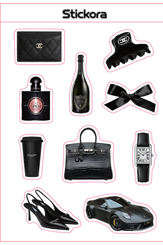 Noir Chic 3D Puff Sticker Pack for Phone, Laptop & Accessories