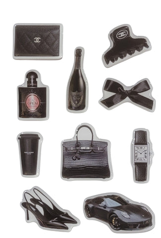 Noir Chic 3D Puff Sticker Pack for Phone, Laptop & Accessories