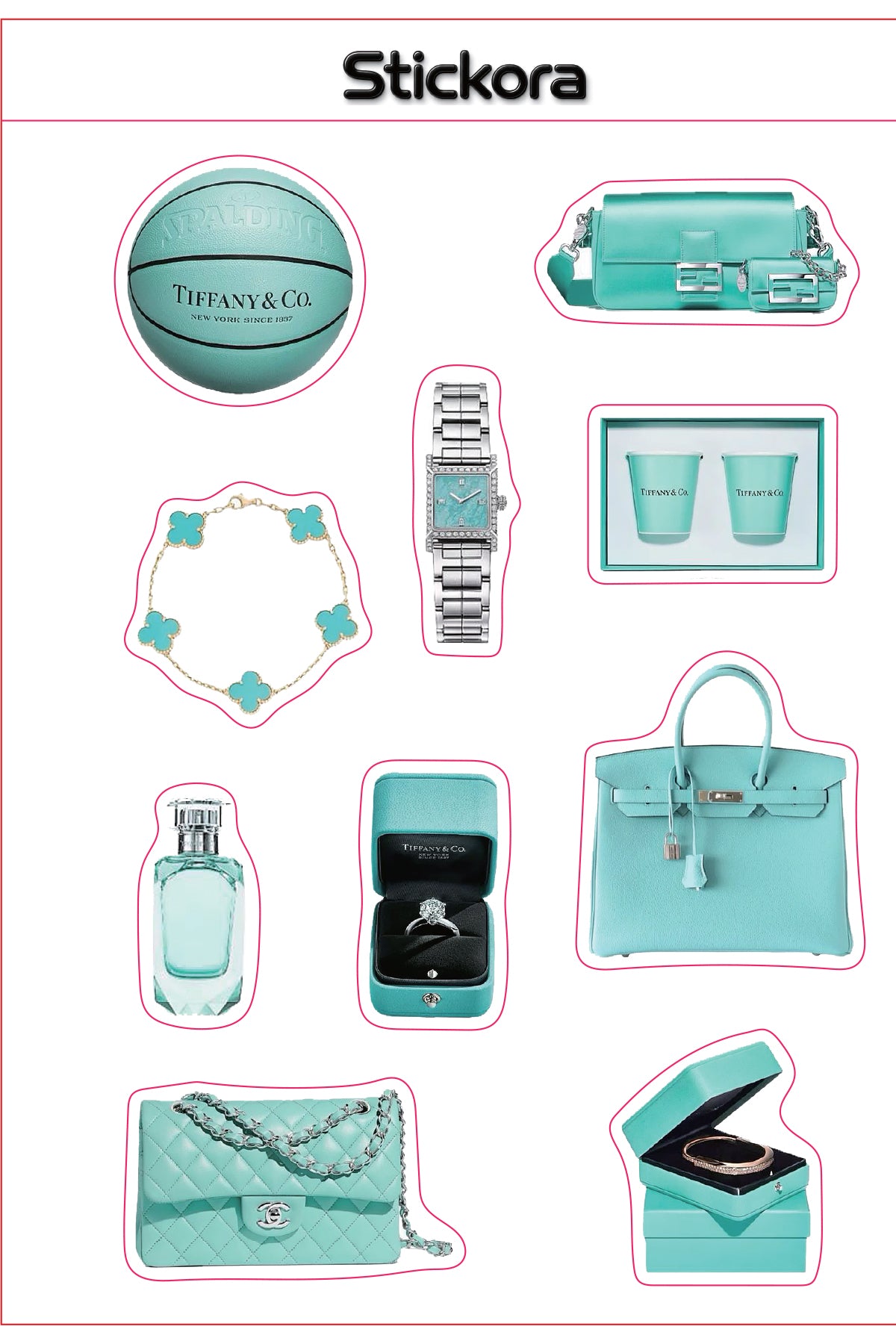 Tiffany Dreams 3D Puff Sticker Pack | Luxury Blue Aesthetic Stickers for Phone, Laptop & iPad