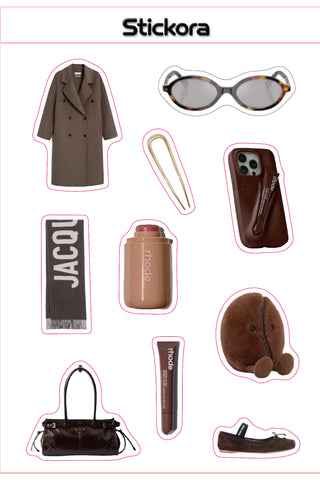 Mocha Muse 3D Puff Sticker Pack | Brown Luxury Aesthetic Stickers for Phone, Laptop & iPad