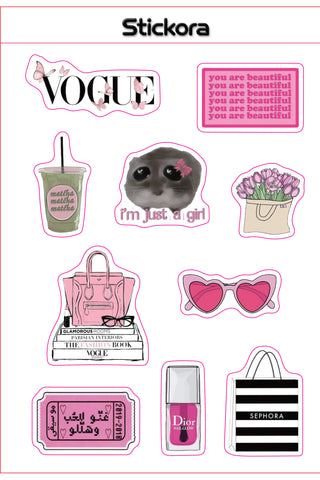 Pink Muse 3D Puff Sticker Pack | Cute Pink Aesthetic Stickers for Phone, Laptop & iPad
