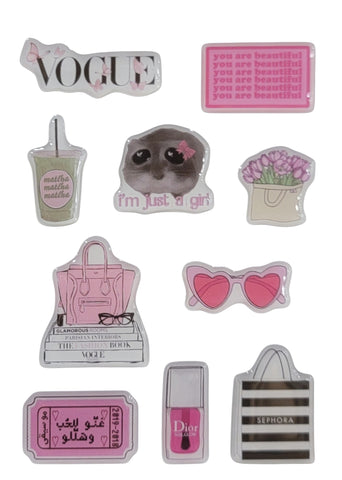 Pink Muse 3D Puff Sticker Pack | Cute Pink Aesthetic Stickers for Phone, Laptop & iPad