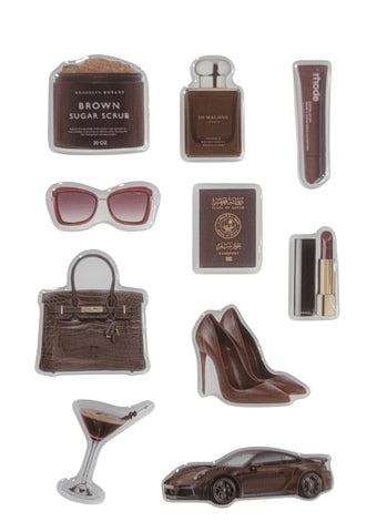 Espresso Elite 3D Puff Sticker Pack | Luxury Brown Aesthetic Stickers for Phone, Laptop & iPad