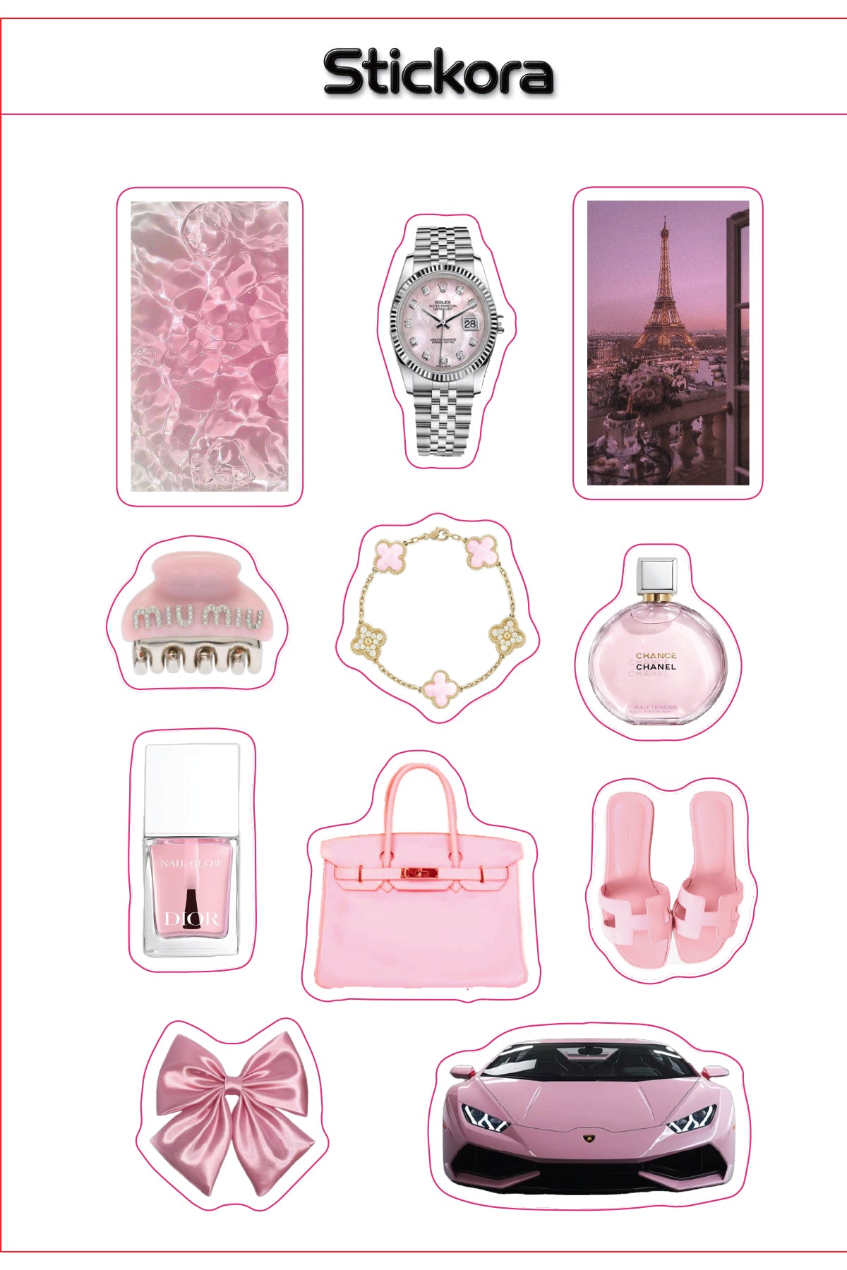 Blush Luxe 3D Puff Sticker Pack | Luxury Pink Aesthetic Stickers for Phone, Laptop & iPad
