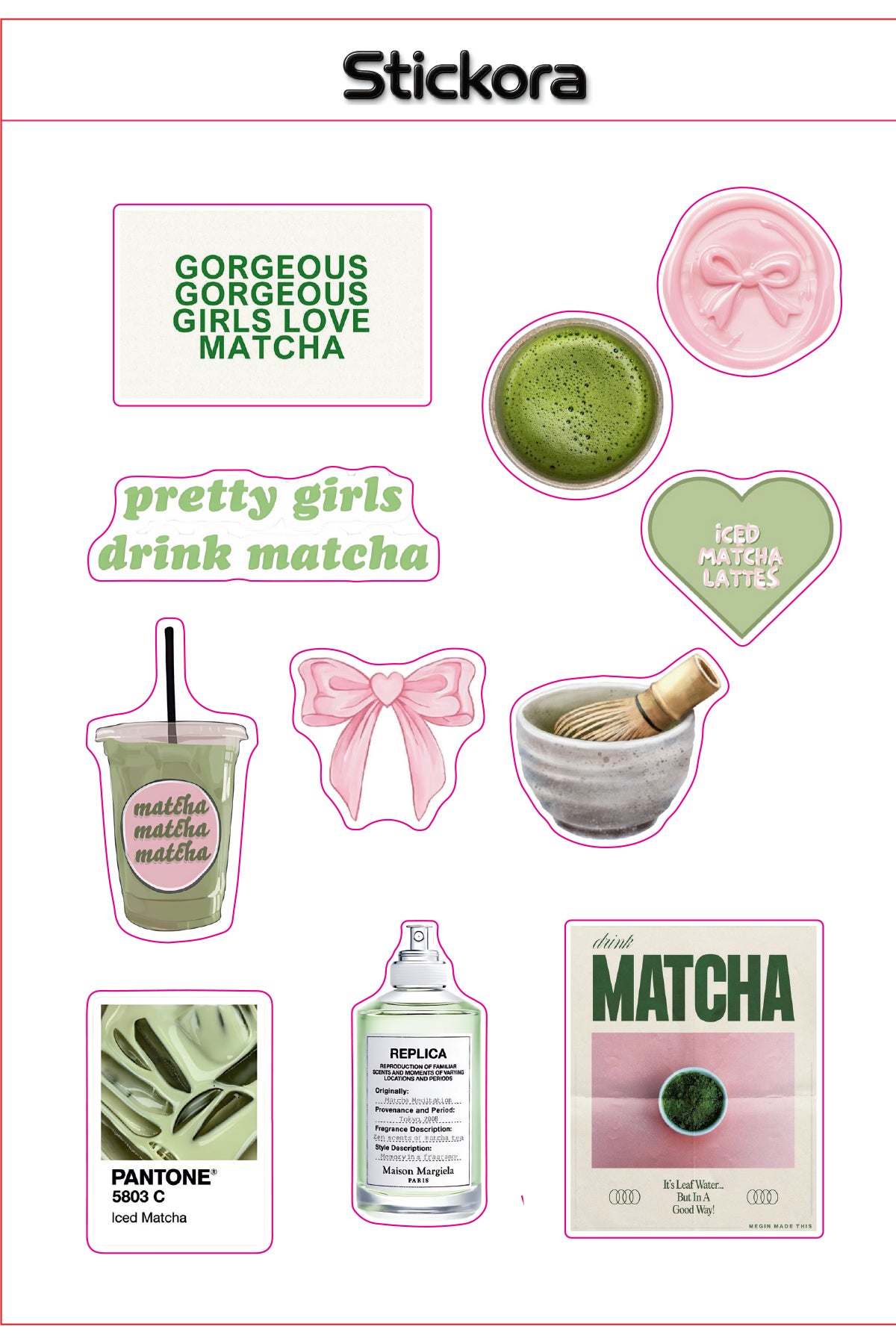 Matcha Bliss 3D Puff Sticker Pack | Cute Matcha Aesthetic Stickers for Phone, Laptop & iPad