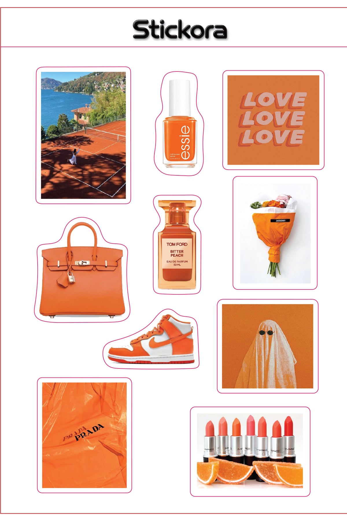 Citrus Crush 3D Puff Sticker Pack | Orange Aesthetic Stickers for Phone, Laptop & iPad