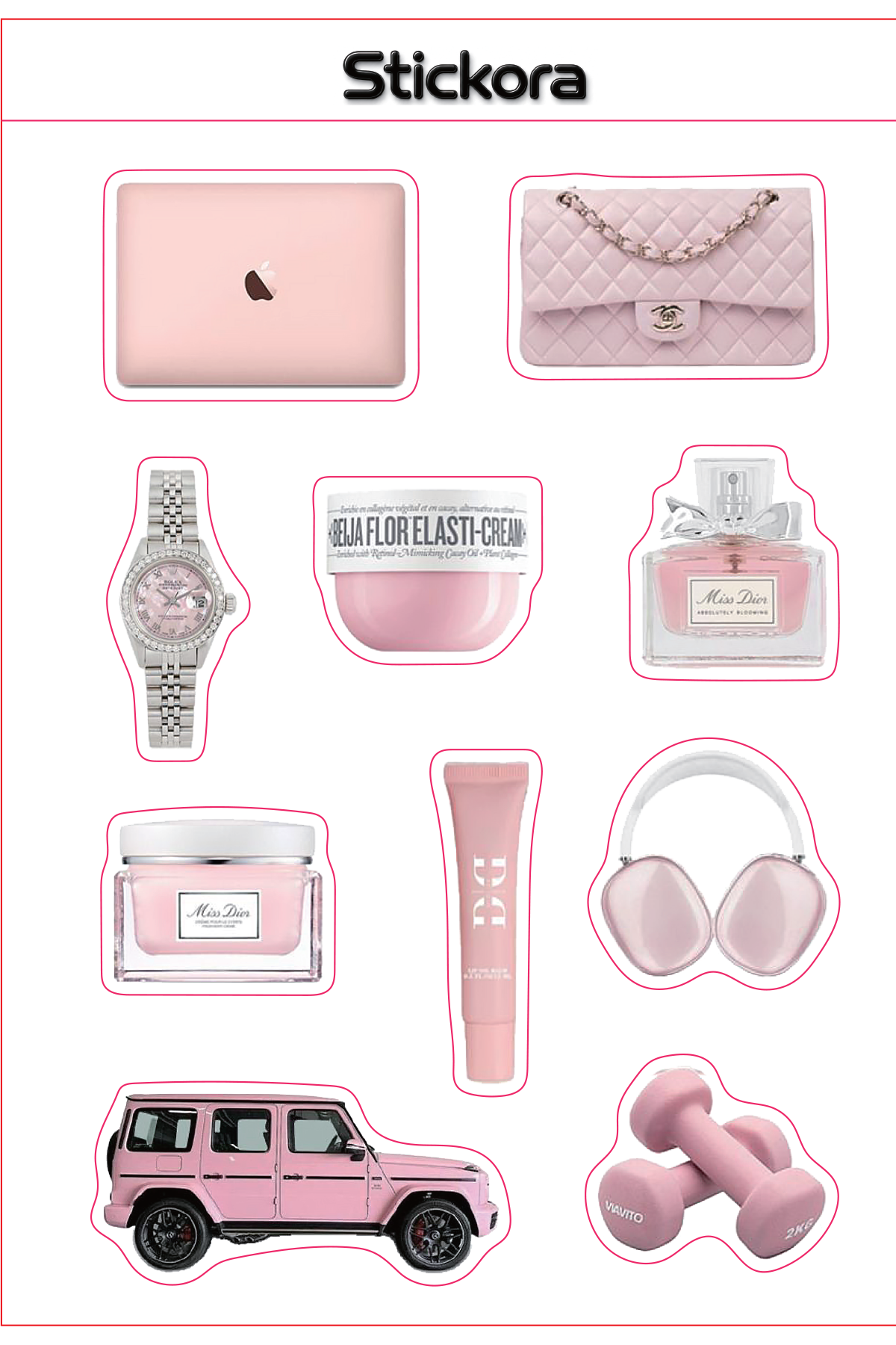 Blush Luxe 3D Puff Sticker Pack | Pink Luxury Aesthetic Stickers for Phone, Laptop & iPad
