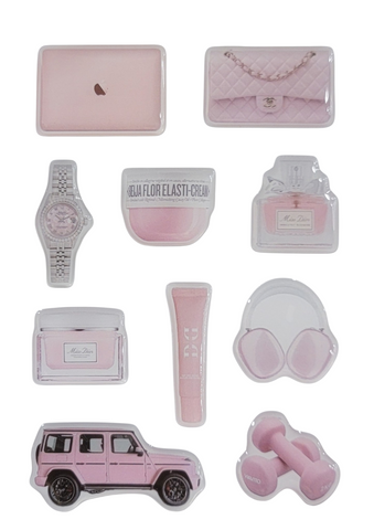 Blush Luxe 3D Puff Sticker Pack | Pink Luxury Aesthetic Stickers for Phone, Laptop & iPad