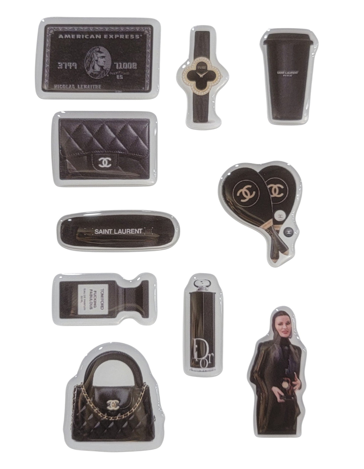 Midnight Elite 3D Puff Sticker Pack | Black Luxury Aesthetic Stickers for Phone, Laptop & iPad