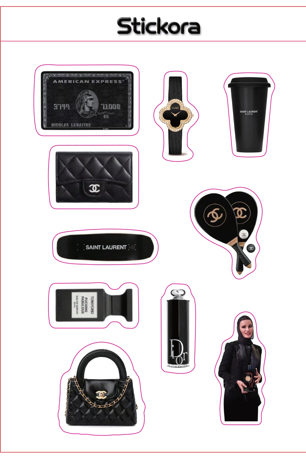 Midnight Elite 3D Puff Sticker Pack | Black Luxury Aesthetic Stickers for Phone, Laptop & iPad