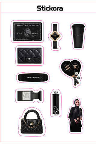 Midnight Elite 3D Puff Sticker Pack | Black Luxury Aesthetic Stickers for Phone, Laptop & iPad