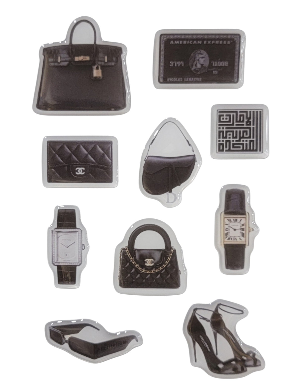 Noir Prestige 3D Puff Sticker Pack | Luxury Black Fashion Stickers for Phone, Laptop & iPad