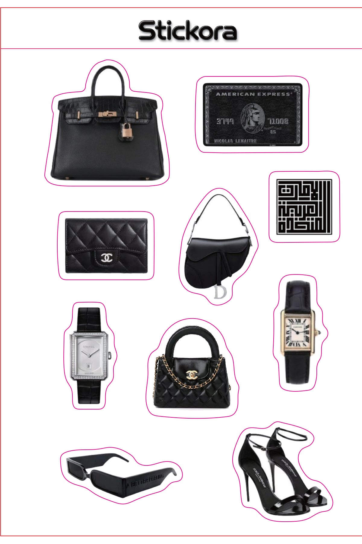 Noir Prestige 3D Puff Sticker Pack | Luxury Black Fashion Stickers for Phone, Laptop & iPad