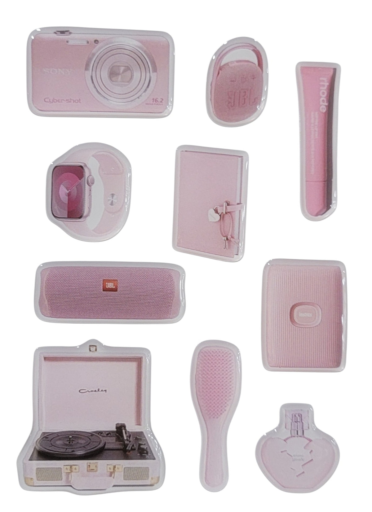 Pink Tech 3D Puff Sticker Pack | Cute Gadget & Pink Aesthetic Stickers for Phone, Laptop & iPad