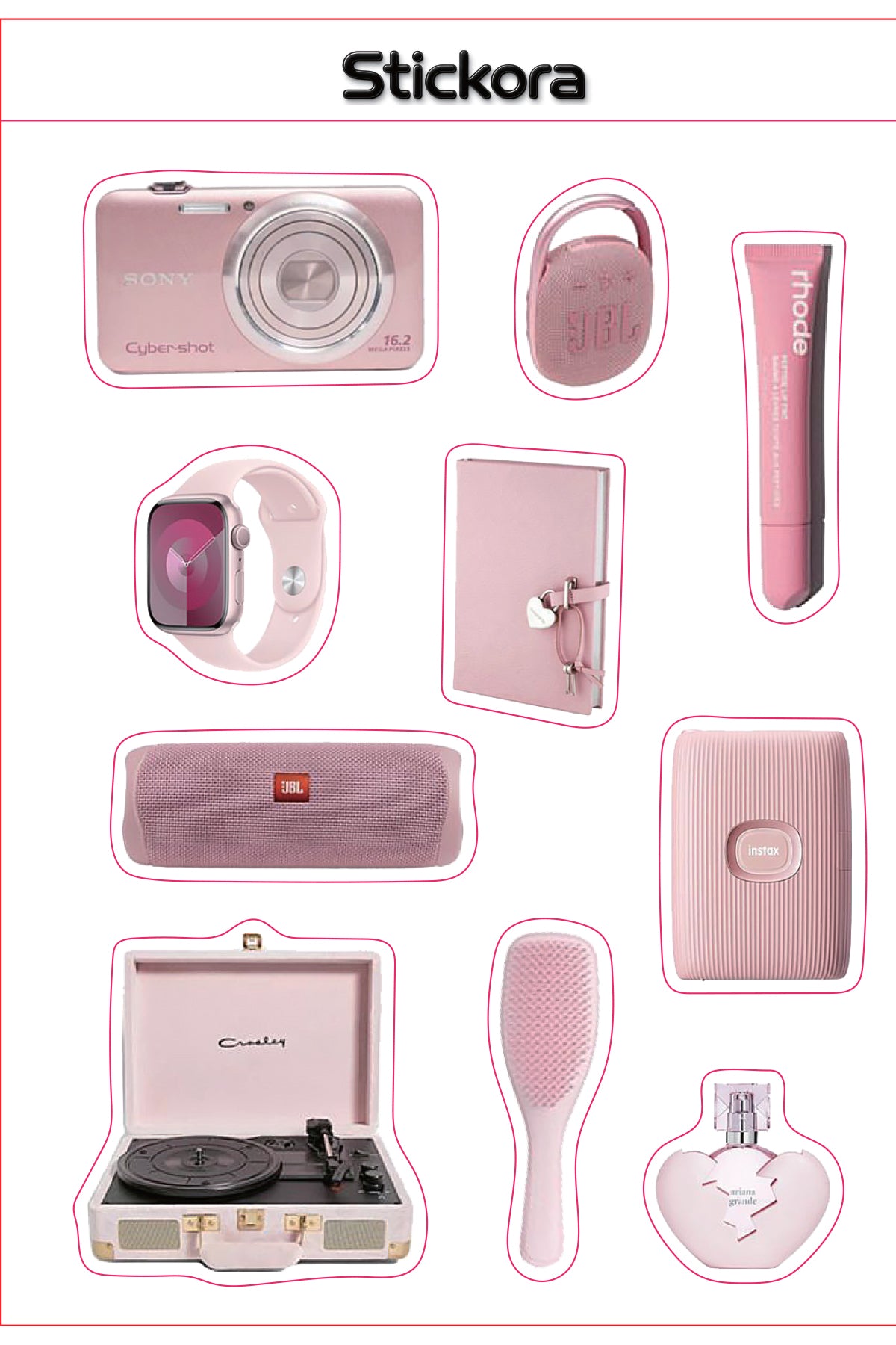 Pink Tech 3D Puff Sticker Pack | Cute Gadget & Pink Aesthetic Stickers for Phone, Laptop & iPad