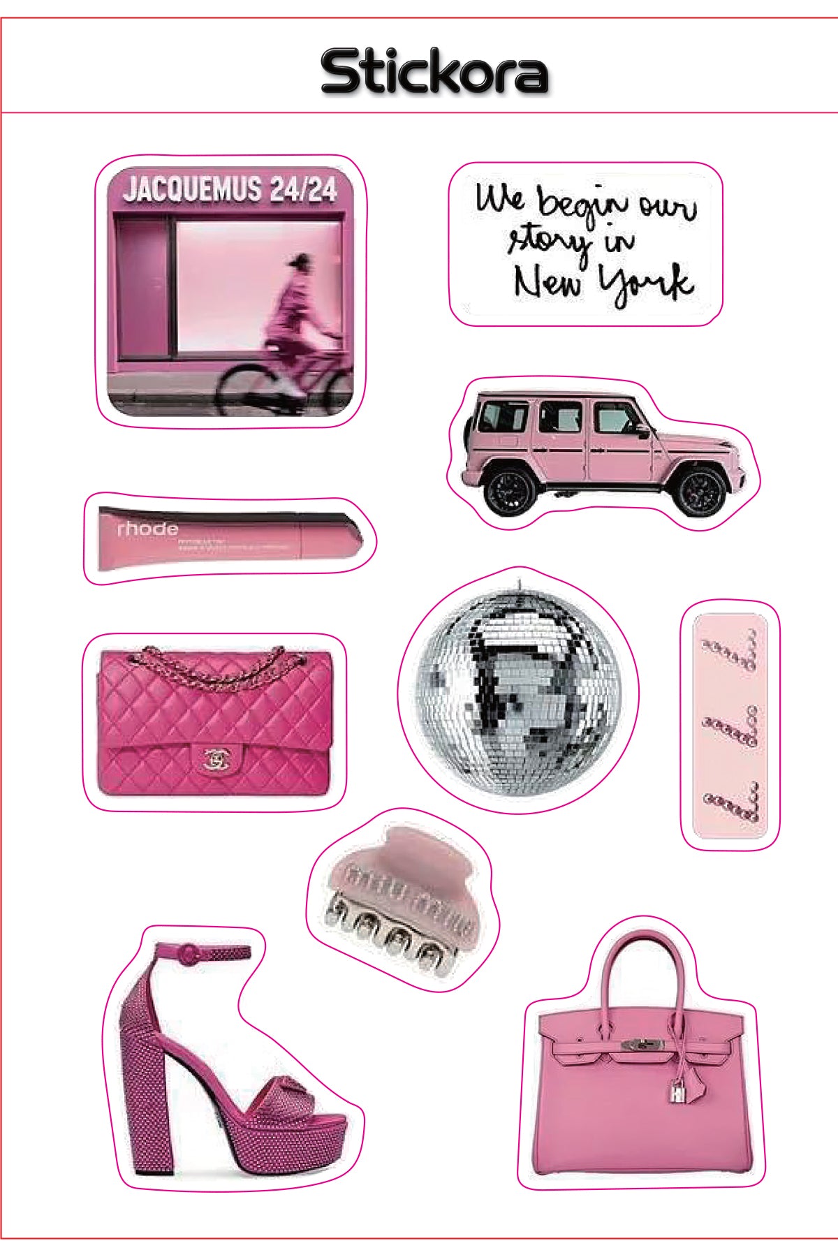 Pink Avenue 3D Puff Sticker Pack | Pink Luxury Fashion & Lifestyle Stickers for Phone, Laptop & iPad