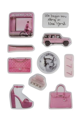 Pink Avenue 3D Puff Sticker Pack | Pink Luxury Fashion & Lifestyle Stickers for Phone, Laptop & iPad