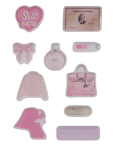 Pink Luxe 3D Puff Sticker Pack for Phone, Laptop & Accessories
