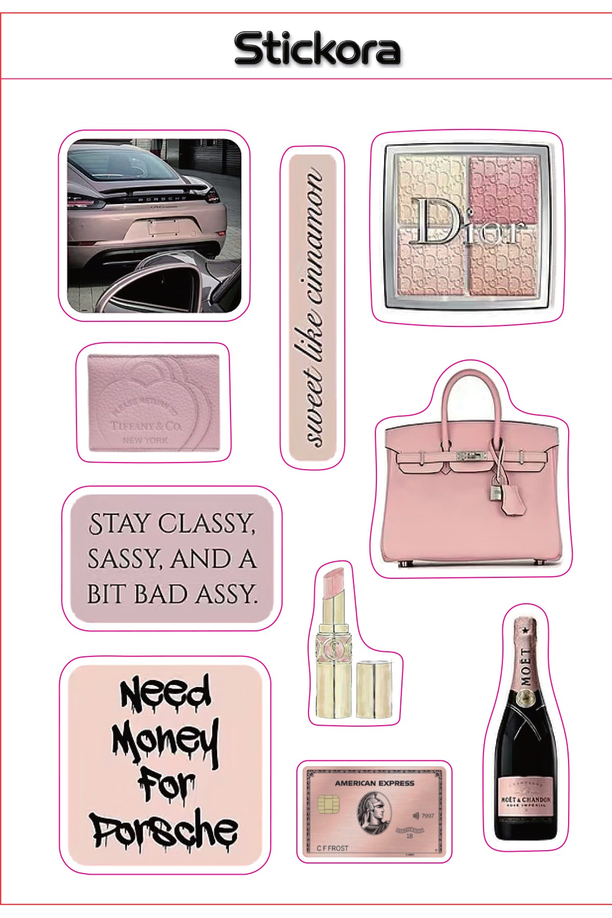 Blush Society 3D Puff Sticker Pack | Pink Luxury Fashion Stickers for Phone, Laptop & iPad