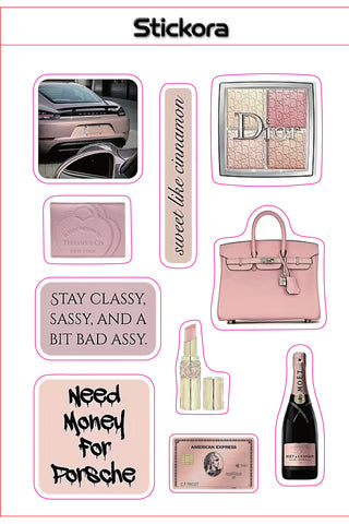 Blush Society 3D Puff Sticker Pack | Pink Luxury Fashion Stickers for Phone, Laptop & iPad
