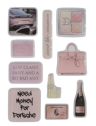 Blush Society 3D Puff Sticker Pack | Pink Luxury Fashion Stickers for Phone, Laptop & iPad