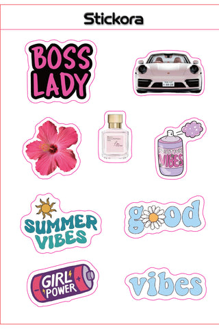 Pink Energy 3D Puff Sticker Pack | Girl Power, Summer & Aesthetic Stickers for Phone, Laptop & iPad