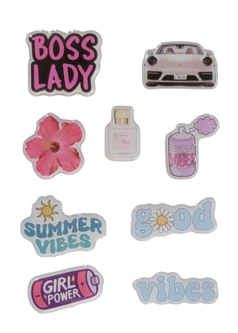 Pink Energy 3D Puff Sticker Pack | Girl Power, Summer & Aesthetic Stickers for Phone, Laptop & iPad