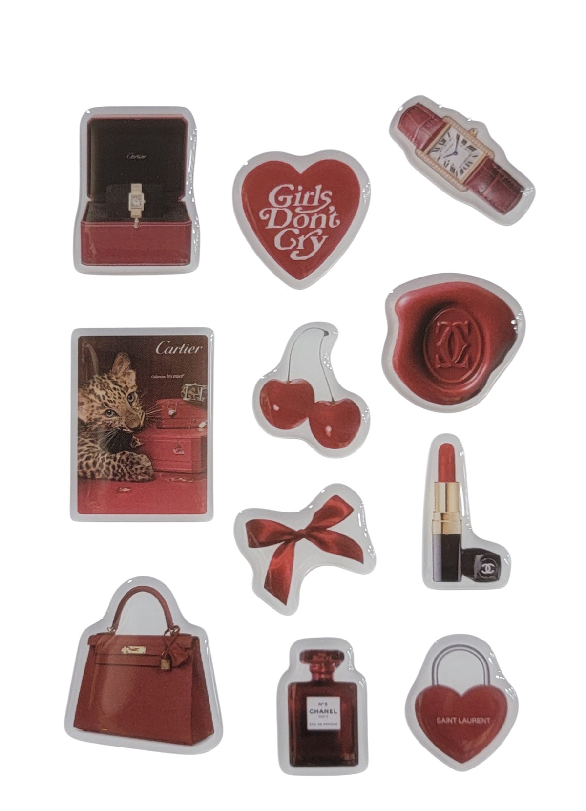 Cherry Luxe 3D Puff Sticker Pack for Phone, Laptop & Accessories