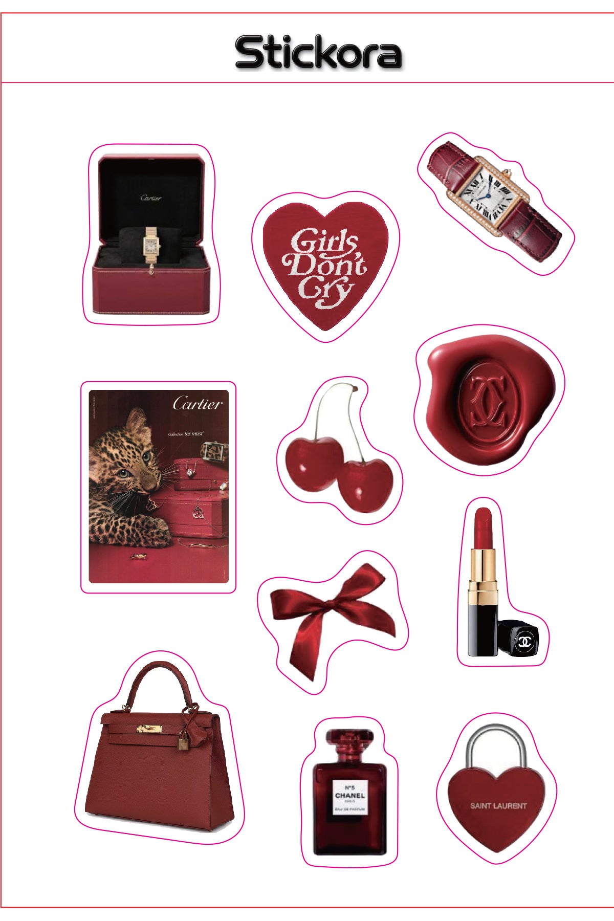 Cherry Luxe 3D Puff Sticker Pack for Phone, Laptop & Accessories