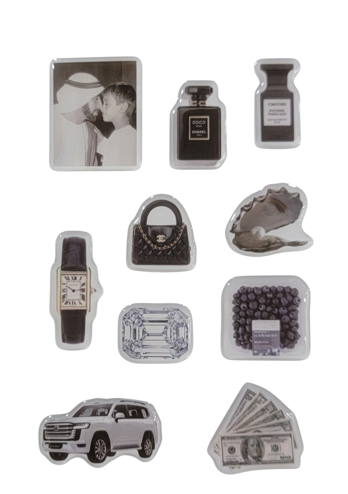 Black Luxe 3D Puff Sticker Pack for Phone, Laptop & Accessories