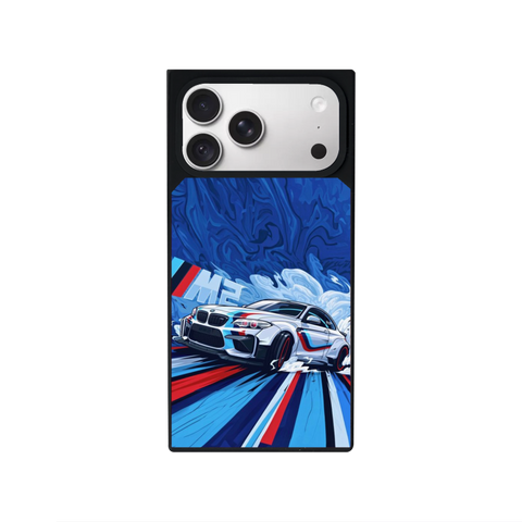 BMW Blue Customized Square Glass for Iphone Models