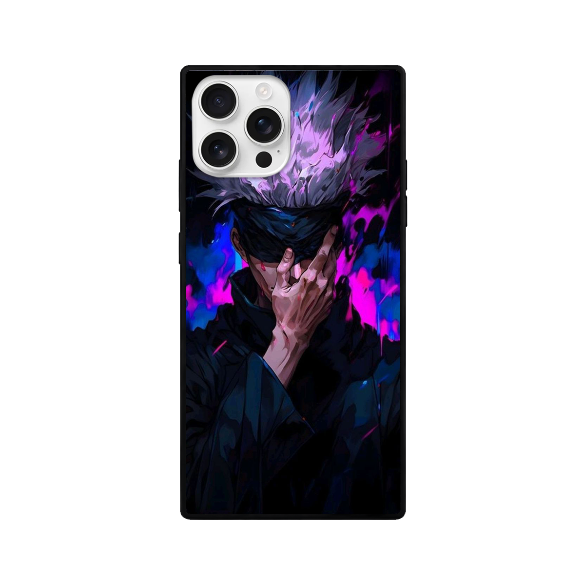 Purple Flame Anime Boy iPhone Case – Dark Fantasy Edition